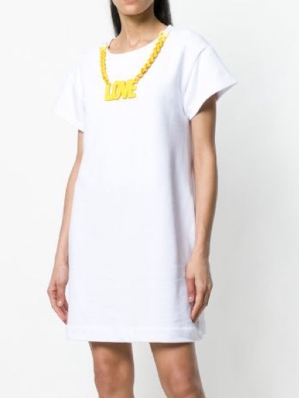 NWT LOVE MOSCHINO Yellow LOVE Pendant Necklace T-Shirt Dress
